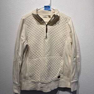 L.L. Bean Women’s Off-White Quilted Zip-Up Sweater